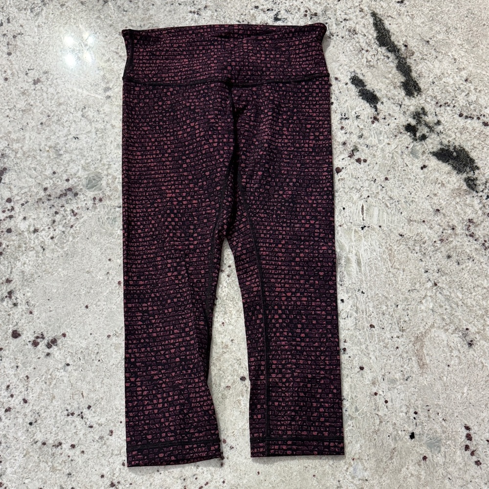 Lululemon Wunder Under Crop Full-on Luxtreme 21” Shatter Weave Dust Coral Plum